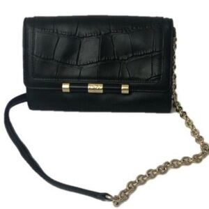 DVF Diane Von Furstenberg Mini Croc Embossed Black​​​​